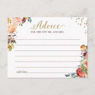 Autumn Burgundy Floral Gold Words of Advice Card