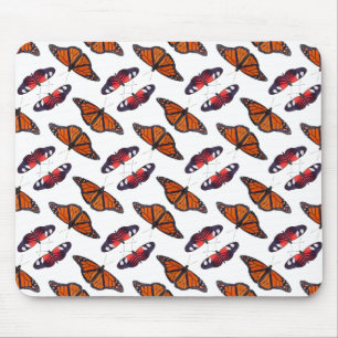 Autumn Butterfly Frenzy Mousemat (White) Mouse Pad