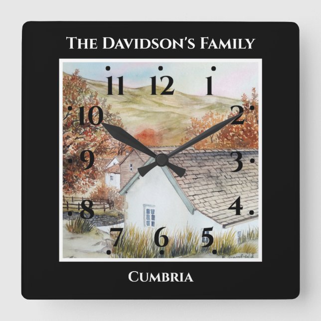 Autumn Buttermere Village Lake District England Square Wall Clock (Front)