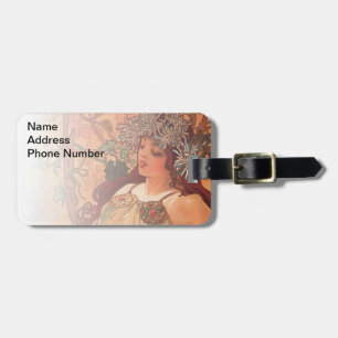 Autumn by Alphonse Mucha Luggage Tag
