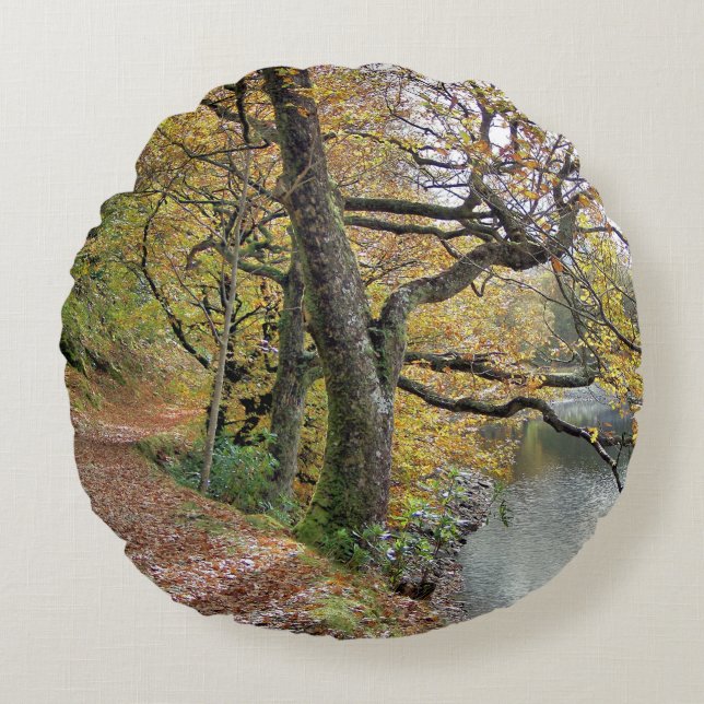 AUTUMN BY THE LAKE ROUND PILLOW (Front)