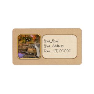 Autumn - Cabin by a waterfall Label