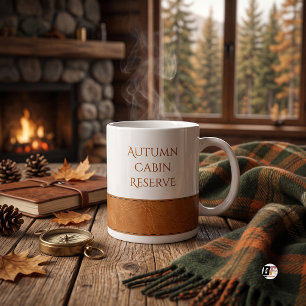Autumn Cabin Reserve Rustic Faux Leather Brown Coffee Mug