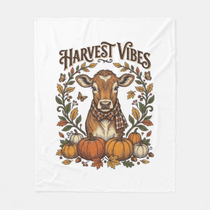 Autumn Calf Shirt Vintage Engraving Harvest Pumpki Fleece Blanket