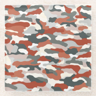 Autumn Camouflage Glass Coaster