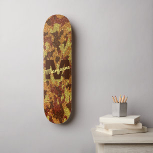 Autumn Camouflage Glitter Orange Hunting Camo Skateboard