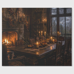Autumn Candlelit Gothic Study Wrapping Paper