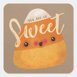 Autumn Candy Corn Cute Halloween Thanksgiving Fall Square Sticker