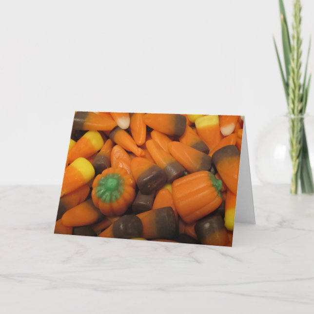 Autumn Candy Corn "Happy Halloween!" Card (Front)