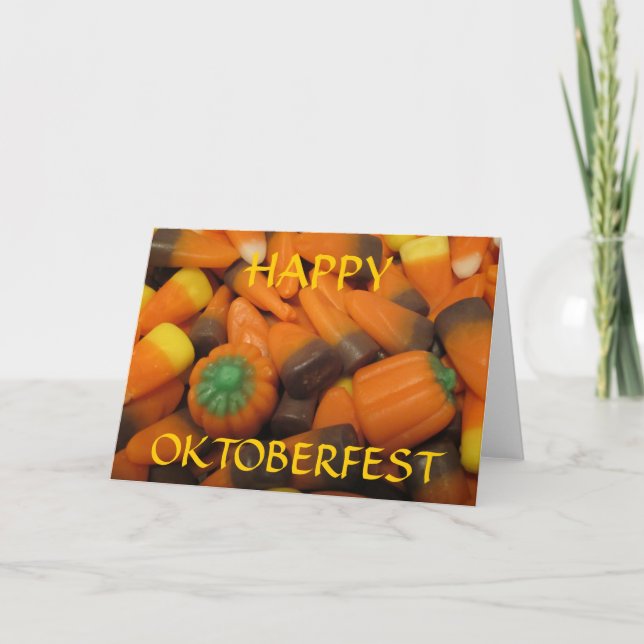 Autumn Candy Corn "HAPPY OKTOBERFEST" Card (Front)