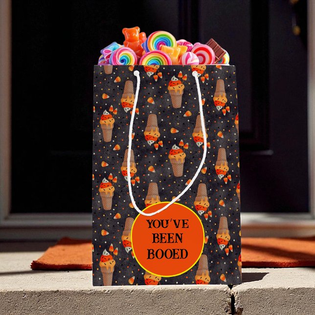 Autumn Candy Corn Ice Cream Halloween Medium Gift Bag (Delight friends and loved ones with a boo bag this Halloween )