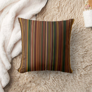 Autumn Canopy Brown and Green Stripe Throw Pillow