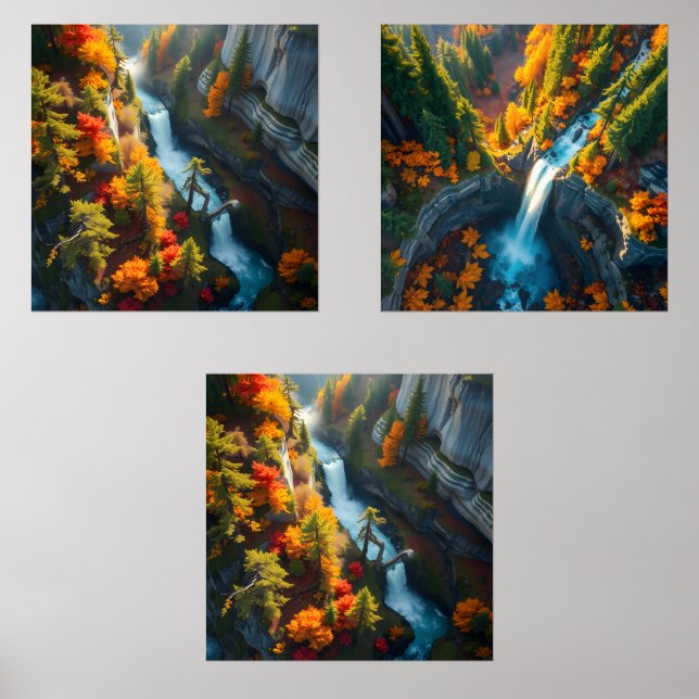 Autumn Canyon Waterfall – Vibrant Fall Forest Land (Front)
