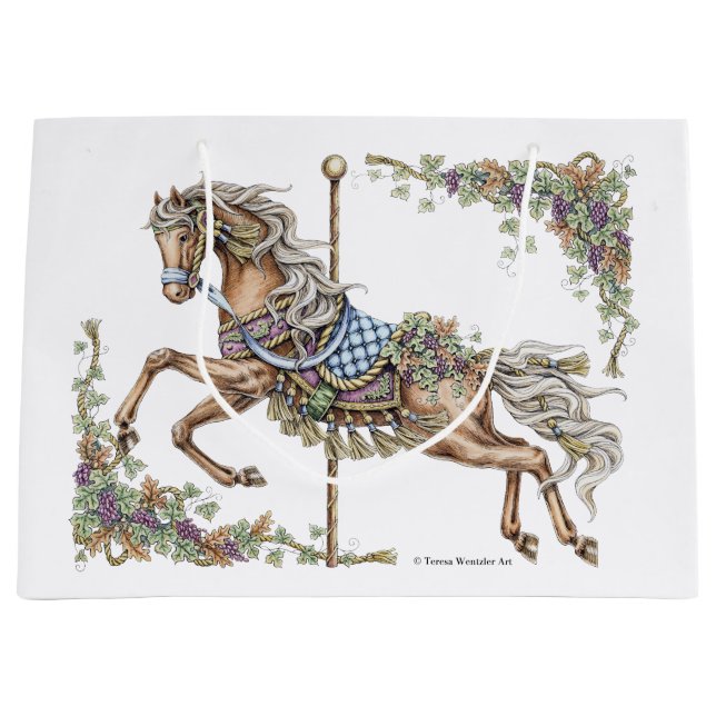 Autumn Carousel Horse Drawing Gift Bag (Front)