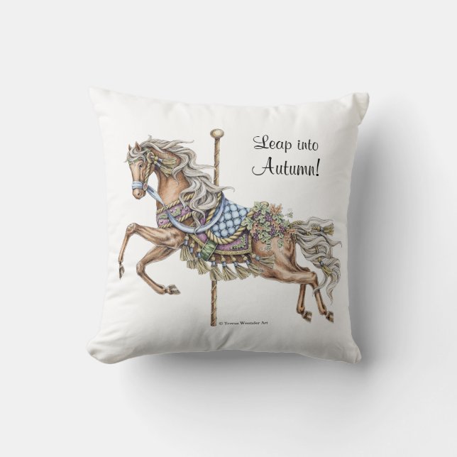 Autumn Carousel Horse Pillow (Front)