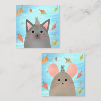 Autumn Cat and Mouse Friends Card