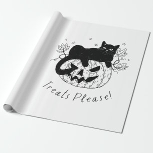 Autumn Cat Halloween Run Wrapping Paper