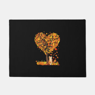 Autumn Cat Lover Autumn Heart Tree Leaves Cute Cat Doormat
