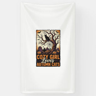 Autumn Cat Lover Vintage Halloween Girl Shirt Desi Banner