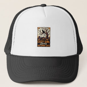 Autumn Cat Lover Vintage Halloween Girl Shirt Desi Trucker Hat