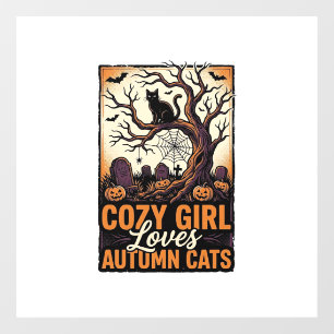 Autumn Cat Lover Vintage Halloween Girl Shirt Desi Window Cling