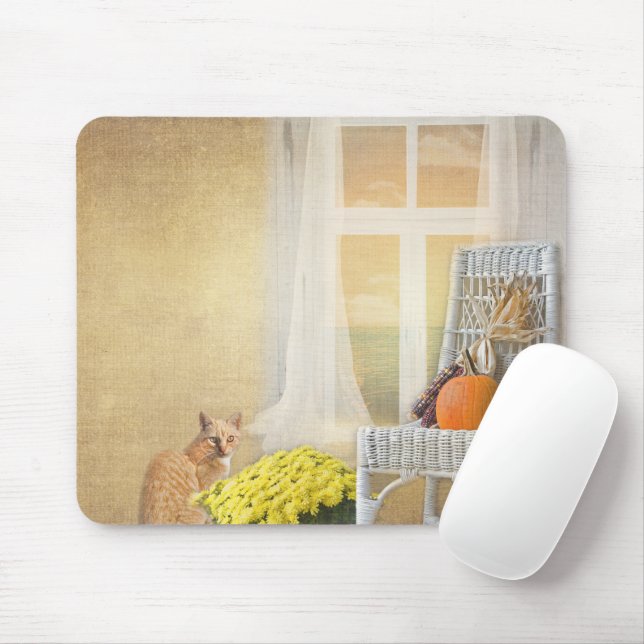 Autumn Cat Mouse Pad (With Mouse)