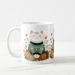 Autumn Cat Mug with Cozy Sweater