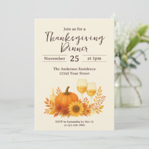 Autumn Celebration - Elegant Gold Thanksgiving Invitation