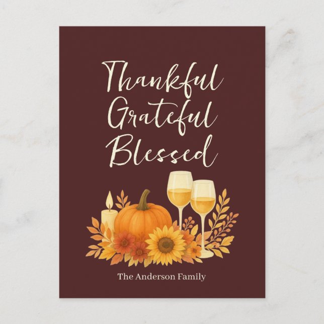 Autumn Celebration - Elegant Gold Thanksgiving  Postcard (Front)