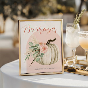 Autumn Celebration Pumpkin Pink Drink Table Sign