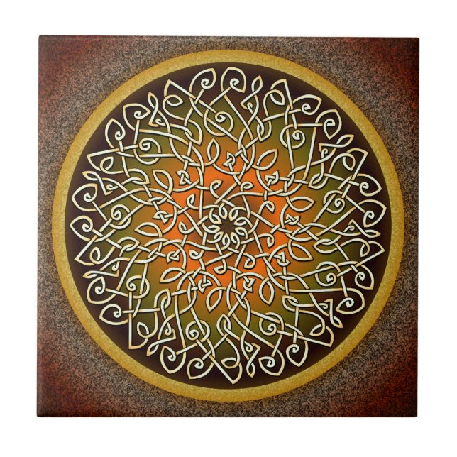 Autumn Celtic Art Burst Tile (Front)