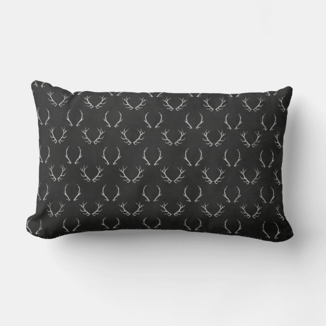 Autumn Chalkboard Antler Pattern Lumbar Pillow (Front)