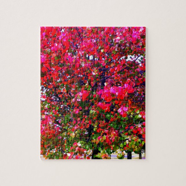 Autumn Changing Leaves, pink impressionistic trees Jigsaw Puzzle (Vertical)