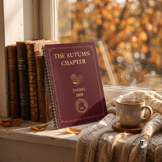 Autumn Chapter Elegant Floral Burgundy Gold Notebook