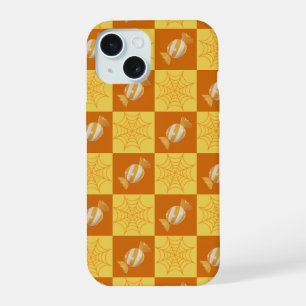 Autumn Chequered Cobweb & Snacks iPhone case