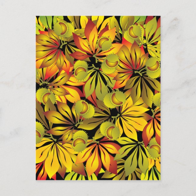 autumn chestnut leaves postcard (Front)