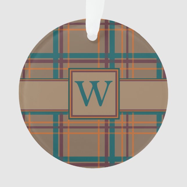 Autumn Chic Plaid Acrylic Ornament (Front)