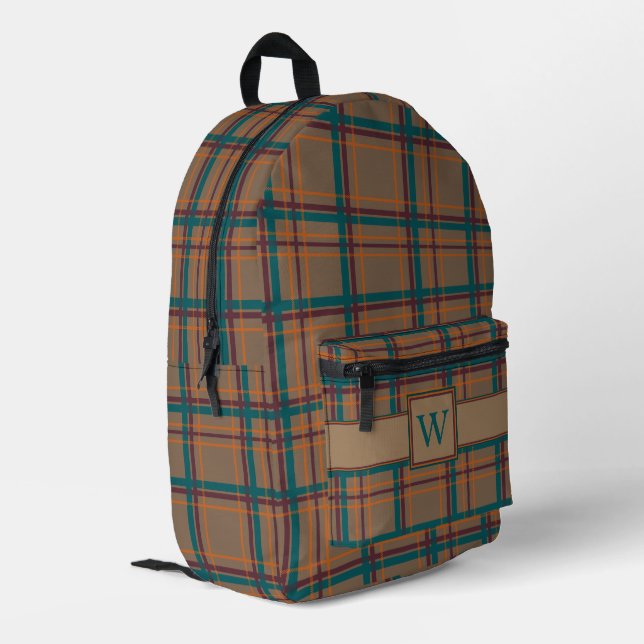 Autumn Chic Plaid Printed Backpack (Back Corner Left)