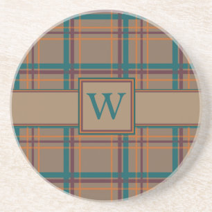 Autumn Chic Plaid Sandstone Coaster