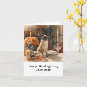 Autumn chic Siamese Cat  hostess cat at dinner  Card