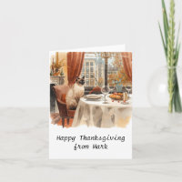 Autumn chic Siamese Cat  hostess cat at dinner 