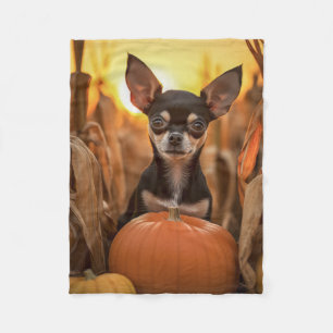 Autumn Chihuahua Fleece Blanket