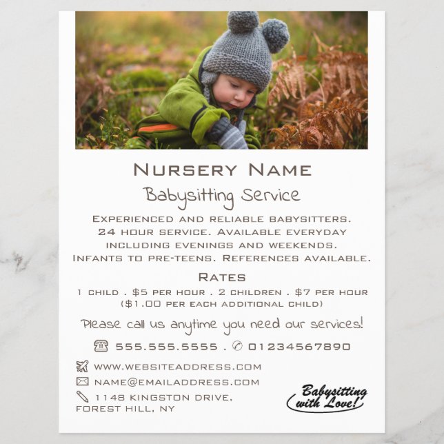Autumn Child, Babysitter, Daycare, Nursery Advert Flyer (Front)