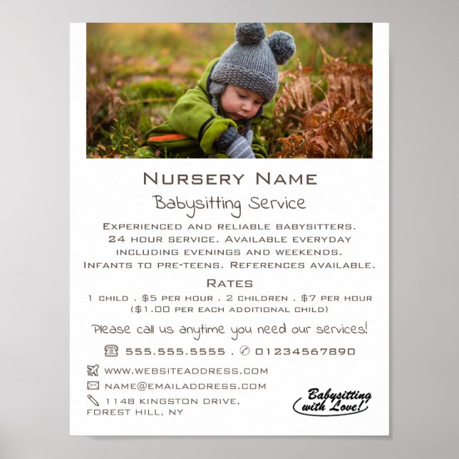 Autumn Child, Babysitter, Daycare, Nursery Advert Poster (Front)