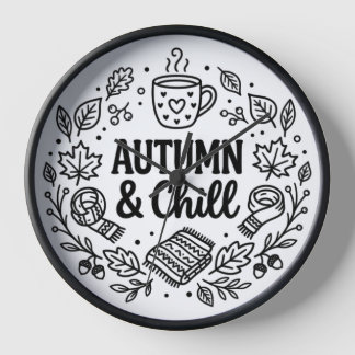Autumn & Chill | Cozy Fall Hand-Lettered Line Art Clock