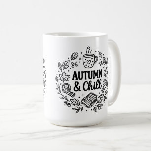 Autumn & Chill Cozy Fall Hand-Lettered Line Art Coffee Mug