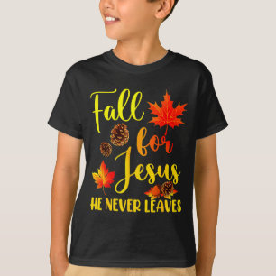 Autumn Christian Thanksgiving Fall For Jesus He Ne T-Shirt
