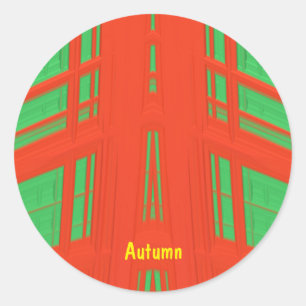 AUTUMN ~ CHRISTMAS Red Green Fractal ~ Classic Round Sticker