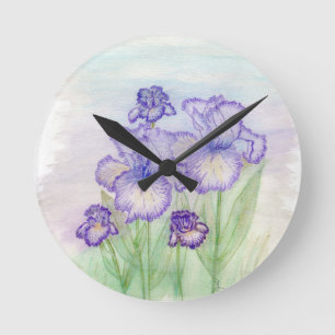 Autumn Circus and Art Deco Iris' Round Clock