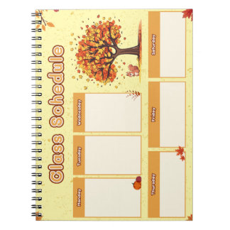 Autumn Class Schedule with Cute Fall Illustrations Notebook